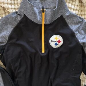 PINK Victoria's Secret Black and Gray Steelers Pullover